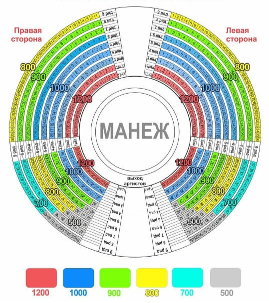 Схема зала цирка братьев Гертнер Тольятти